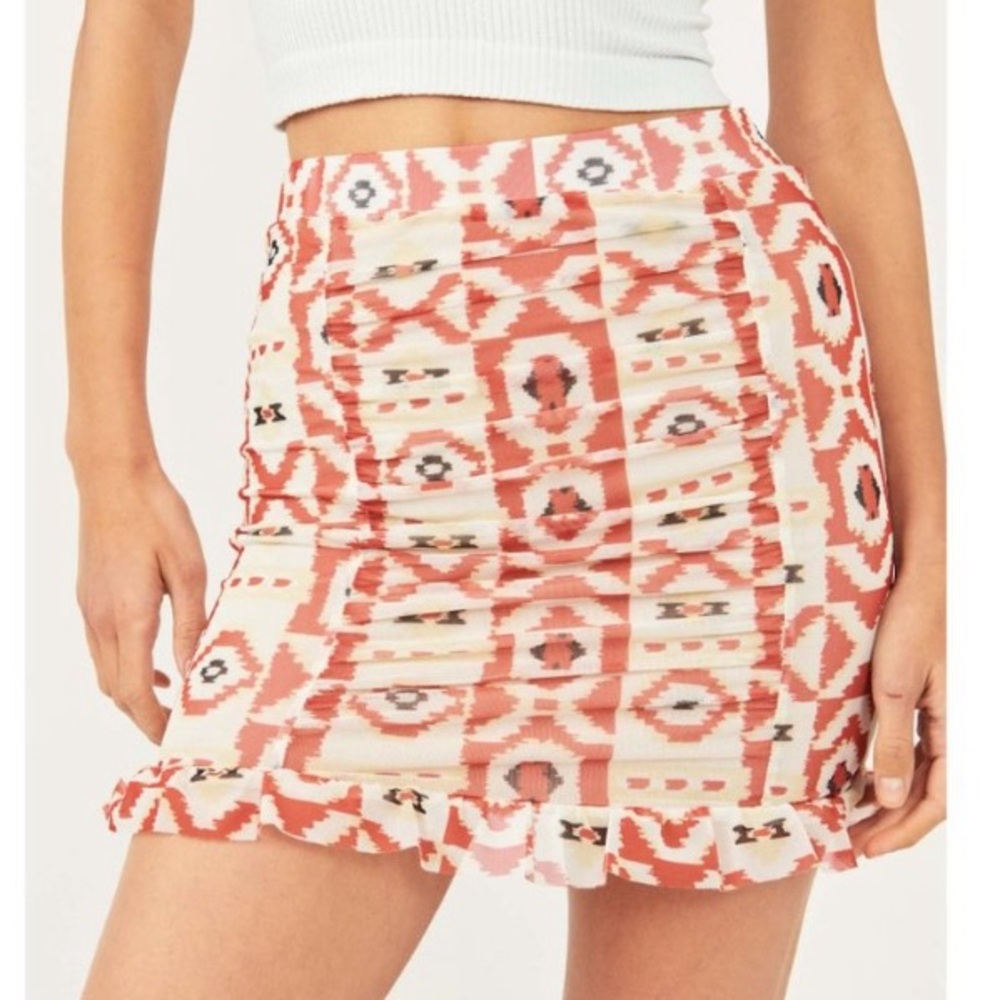 Free People Romi Mesh Mini Skirt Geometric Combo Size Medium NWT Festival